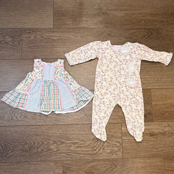 Laura Ashley Baby Bundle One-Piece Footed Coverall & Tunic Dressy Top Size 6-9M - Picture 1 of 16